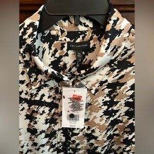 NWT (MSRP $69.50) THE LIMITED (Belk) Black, Tan and White Houndstooth Blouse